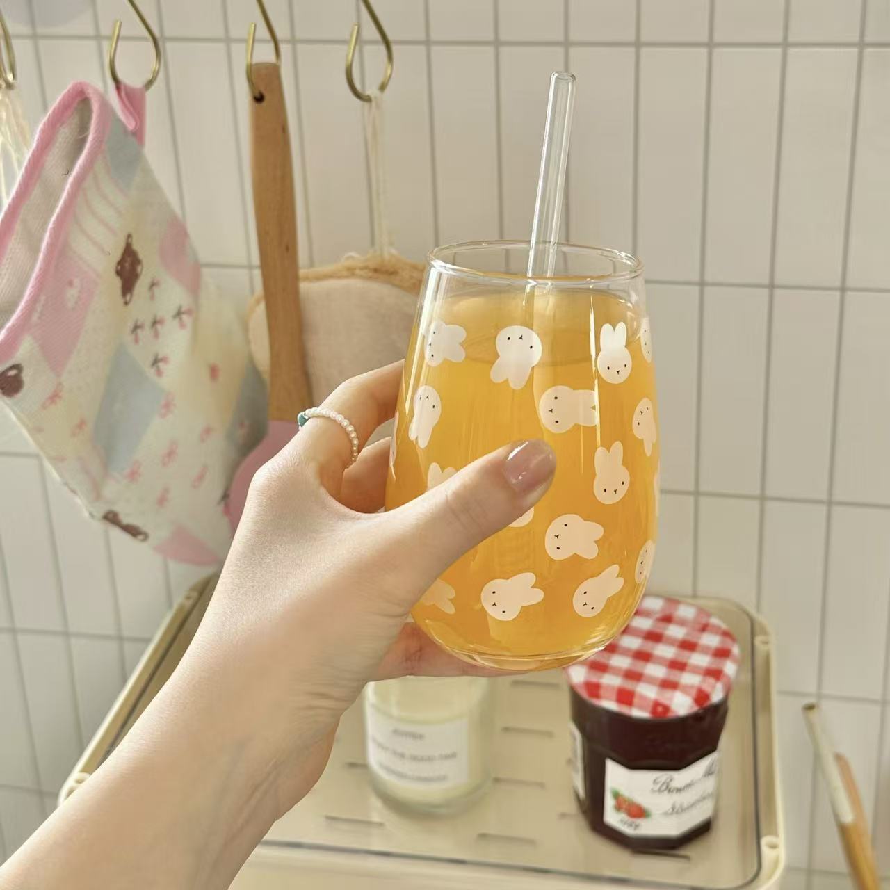 Cute Miffy Rabbit Printed Glas - Mug Tea Coffee ulasan dan harga