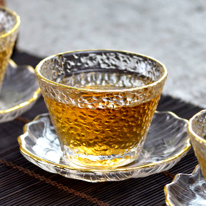 Gold Glass Tea Cup with Gold R - Coffee Tea Green ulasan dan harga