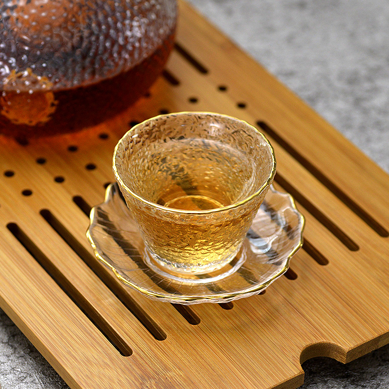 Gold Glass Tea Cup with Gold R - Coffee Tea Green ulasan dan harga