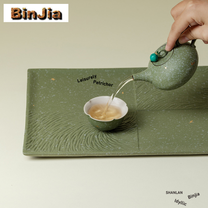 Green Coarse Pottery Rectangul - Coffee Tea Green ulasan dan harga