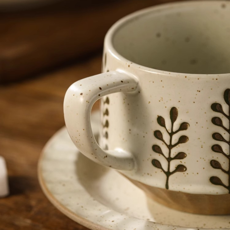 Retro Ceramic Cup Coarse Potte - Coffee Tea And Sugar Set ulasan dan harga