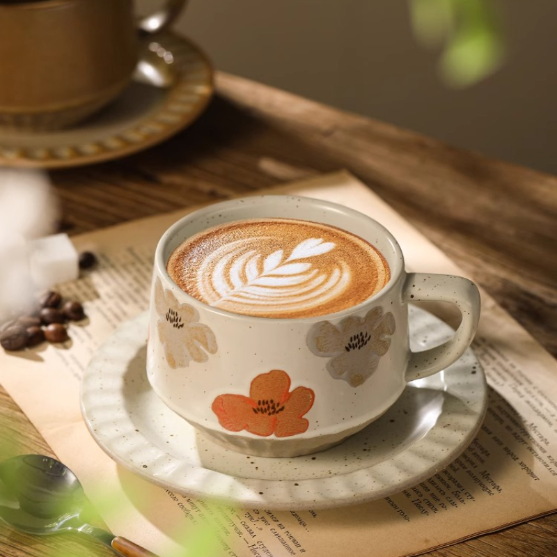 Retro Ceramic Cup Coarse Potte - Coffee Tea And Sugar Set ulasan dan harga