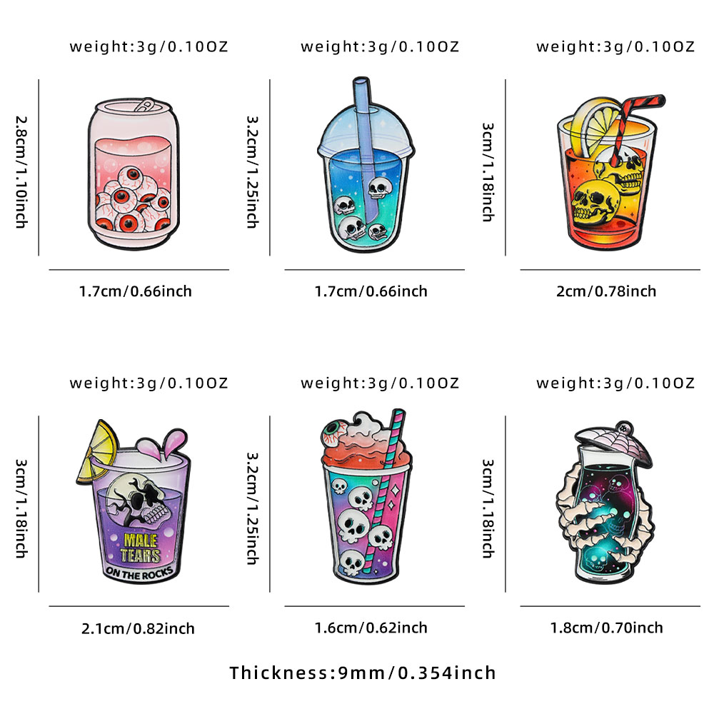 6pcs Cool Halloween Enamel Pin - Mug Tea Coffee ulasan dan harga