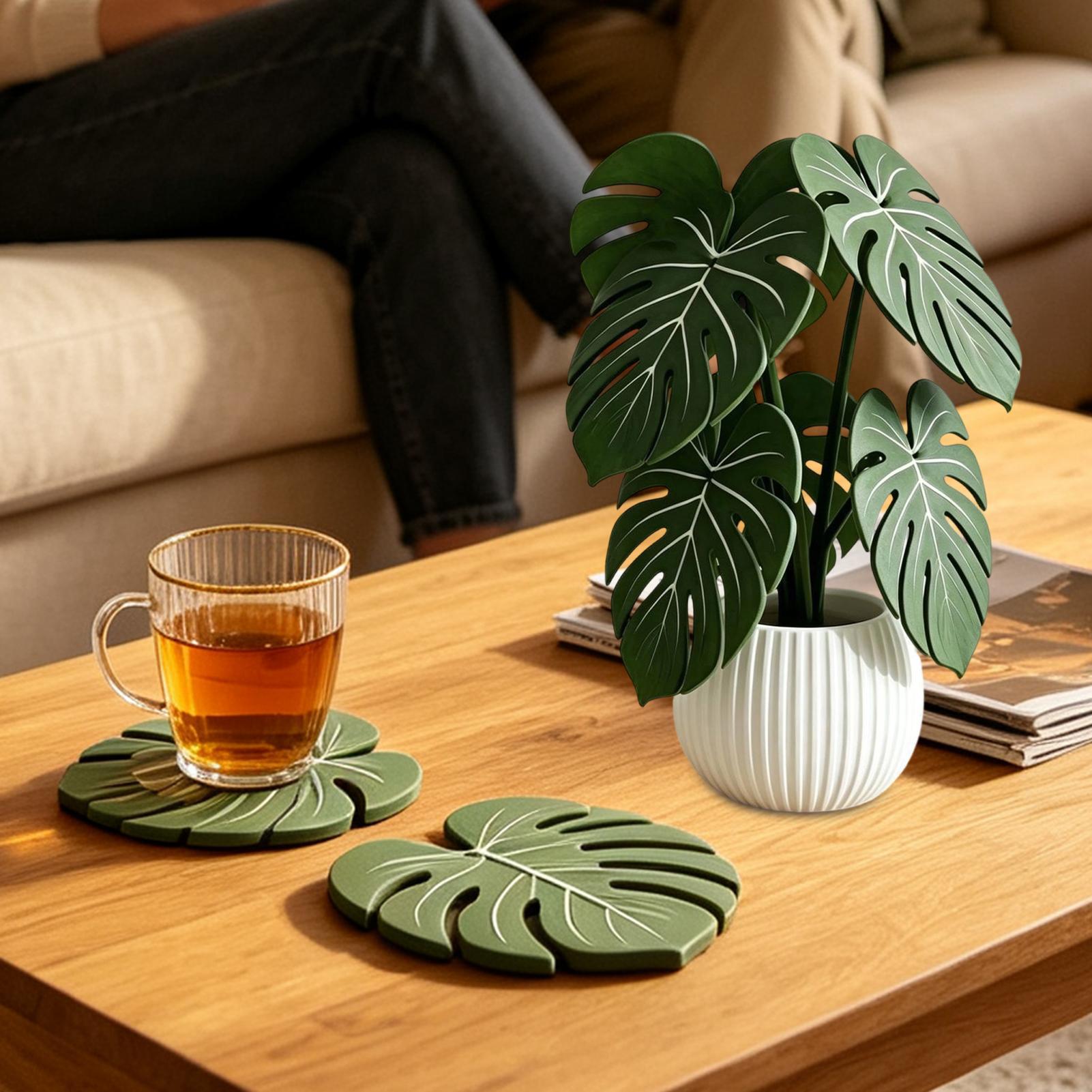 Artificial Leaf Coaster Fake G - Coffee Tea Green ulasan dan harga